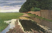 A Landscape with a Fence, by Estonian painter Paul Raud, c. 1906