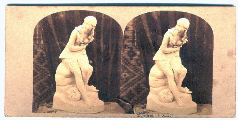 Figure 3: Stereoscopic image of “Dorothea” by Sculptor John Bell. Ca. 1850s. The slight difference in angles is virtually imperceptible, and the images appear to be doubles.